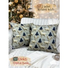 2 Adet Kırlent Kılıfı 43X43 cm Çift Taraflı Dijital Baskı Yılbaşı Yeni Yıl Noel Konsepti New Year Christmas Fifty Home