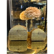 CITY gold 2'li Telkari Dekoratif Gold Kutu Kapaklı