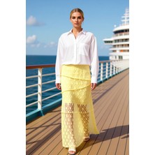 Benerly Kadın A Kesim Dantel Detaylı Maxi Etek %98 Polyester %2 Elastan Fonksiyonel Dayanıklı Spor