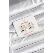 Vice Avm 14K Gold Renk Kaplama Kutup Yıldız Zirkon Taşlı CM Kadın Küpe