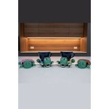 Mcy Dekor Sevimli Kaplumbağa Bardak Altlığı 4'lü Set – Hareketli ve Eğlenceli Kupa Altlığı (Pembe-Mavi-Sütlü Kahve-Kahve Turuncu)