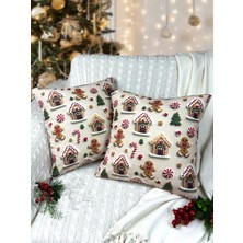 2 Adet Kırlent Kılıfı 43X43 cm Çift Taraflı Dijital Baskı Yılbaşı Yeni Yıl Noel Konsepti New Year Christmas Fifty Home