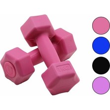 1kg Plastik Köşeli Dambıl 2 Parça Herhangi Bir Renk Gönderilir (4887)