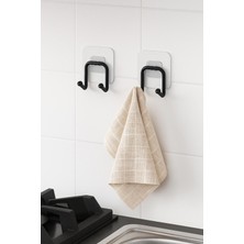 Atacı Home Güçlü Yapışkanlı 2 Adet Çift Kancalı Banyo Mutfak Askısı Metal Askılık Duvar Askı Organizer