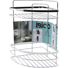 Lamalı   2 Katlı - Üçgen   Krom   Metal  Banyo Köşelik - Duşkabin Raf (4887)