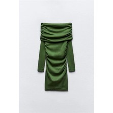 Faylora Eyesof Kadın Madonna Mendil Yaka Fırsat Ürün Büzgülü Mini Elbise