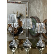 CITY gold 3'lü Gümüş Kristalli Şamdan 35-30-25 cm