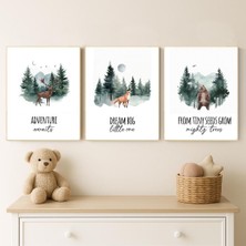 Ninastore Orman Fidanlığı Baskıları: Ayı, Geyik, Tilki - Orman Hayvanları Sanatı (3'lü Set)