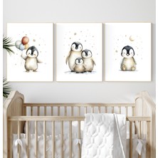 Ninastore Penguen Bebek Odası Sanat Baskıları - Cinsiyet Ayrımı Olmayan Bebek Odası Dekor Seti