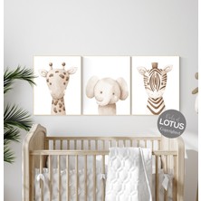 Ninastore Safari Kreş Baskıları: Cinsiyetsiz Orman Hayvanları Duvar Sanatı
