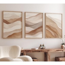 Ninastore Toprak Tonlarında Suluboya Manzara Baskı Seti: Minimalist Bohem Duvar Sanatı