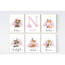 Ninastore Orman Hayvanları Kreş Baskıları: Kız Çocuk Odası Dekoru