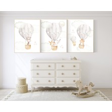 Ninastore Nötr Çocuk Odası Baskıları: Sıcak Hava Balonu, Orman Hayvanları