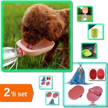 Hereveoyuncak Plastik Yıkanabilir Su Şişesi Bağlantılı Su Kabı + Ergonomik Masajlı Yıkama Fırçası - 2li Set L5G8Y9