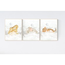 Ninastore Suluboya Orman Hayvanları Kreş Sanatı: Bulutların Üzerinde Uyumak Baskısı