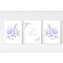 Ninastore Mor Çiçekli Çocuk Odası Dekoru: Kır Çiçeği Kız Odası Baskısı