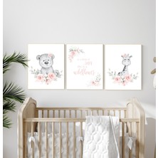 Ninastore Çiçekli Orman Hayvanı Desenli Bebek Odası: Bohem Kız Dekoru