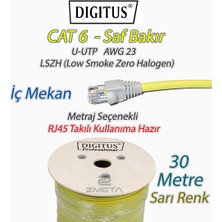 Digitus Cat6 Saf Bakır Data Kablosu U-Utp  Lszh (Low Smoke Zero Halogen) Ağ İnternet Kablosu Sarı - Kullanıma Hazır