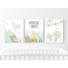 Ninastore Macera Bekliyor Kreş Baskısı: Uçak, Dünya Haritası, Sıcak Hava Balonları