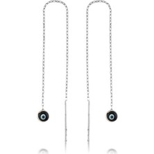 Noip 925 Ayar Gümüş Zincirli Lacivert Nazar Küpe EA1160041 (944944)