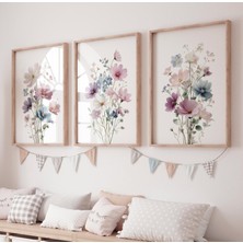 Ninastore Kır Çiçeği Duvar Sanatı Seti: Yumuşak Pastel Botanik Baskılar, Cottagecore Dekor