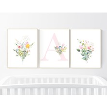 Ninastore Suluboya Kır Çiçeği Kreş Baskısı: Bohem Çiçekli Duvar Sanatı