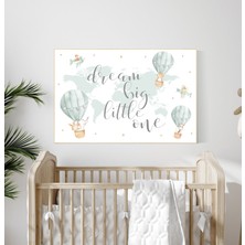 Ninastore Sıcak Hava Balonu Kreş Baskısı: Adaçayı Yeşili Dünya Haritası, Hayvanlar