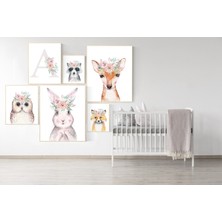 Ninastore Orman Hayvanları Kreş Baskıları: Tavşan, Tilki, Geyik, Baykuş Sanatı