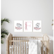 Ninastore Fil Çiçekli Çocuk Odası Sanatı: Bohem Kız Dekor Baskısı