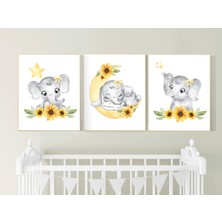 Ninastore Ayçiçeği Fil Kreş Baskıları: Sarı Çiçekli Duvar Dekoru