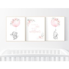 Ninastore Fil Desenli Bebek Odası Desenleri: Pembe Çiçekli Bebek Kız Dekoru