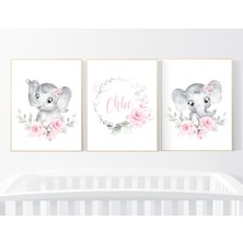 Ninastore Fil Bebek Odası Duvar Sanatı: Çiçekli Bohem Kız Bebek Odası Dekoru