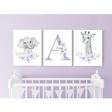 Ninastore Çiçekli Fil Bebek Odası Deseni: Bohem Mor Dekor