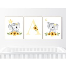 Ninastore Fil Ayçiçeği Fidanlık Baskısı: Sarı Çiçekli Duvar Dekoru