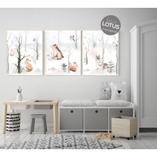 Ninastore Orman Hayvanları Kreşi Baskısı: Kış Orman Sahnesi