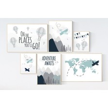 Ninastore Macera Bekliyor Kreş Dekoru: Dağ Dünya Haritası Baskıları