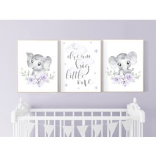 Ninastore Fil Desenli Bebek Odası: Mor Çiçekli Bohem Bebek Odası Dekoru