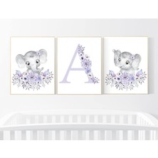 Ninastore Çiçekli Fil Bebek Odası Deseni: Bohem Mor Dekor
