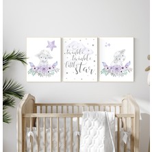 Ninastore Mor Çiçekli Kuzu Bebek Odası Sanat Baskıları: Bohem Bebek Odası Dekoru