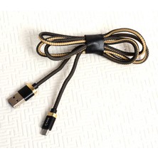 HazırdaVar Siyah-Gold Poro Micro USB Kablo 1m