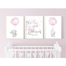 Ninastore Fil Çocuk Odası Sanat Baskısı: Bohem Çiçekli Balon Dekoru