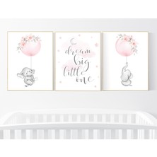 Ninastore Çiçekli Fil Bebek Odası Deseni: Allık Pembesi Kız Odası Dekoru