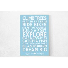 Ninastore Çocuk Kuralları Işareti: Mavi Çocuk Odası Dekor Sanat Baskısı