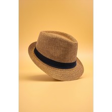 Milleniva Yazlık Kumaş Açık Kahve Fötr Trilby Şapka