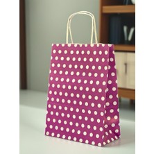 Orbak Kağıtçılık Mor Puantiyeli Kraft Kağıt Çanta 18X8X24 cm – 1 Adet - Beyaz Benekli  | Hediye Poşeti & Hediye Paketi