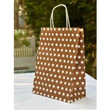 Orbak Kağıtçılık Kahverengi Puantiyeli Kraft Kağıt Çanta 18X8X24 cm – 1 Adet- Beyaz Benekli  | Hediye Poşeti & Hediye Paketi