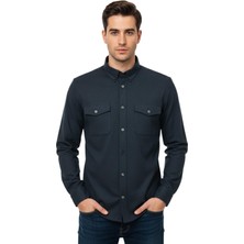 Kamer Erkek Kışlık Slim Fitt Uzun Kol Çift Cep Kapak Gömlek 2414 BGL-ST04797
