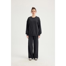 Sevilen Perlit Yıkamalı Geniş Paça Kadın Eşofman Altı