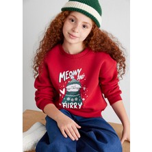 Mavi Yılbaşı Temalı Kırmızı Sweatshirt 7S10180-70390