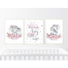 Ninastore Fil Çocuk Odası Sanat Baskıları: Bohem Çiçekli Kız Dekoru